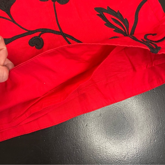 Vintage Scott Taylor Y2K Red Black A Line Floral Embroidered Skirt Sz 10 P As Is - Picture 5 of 11